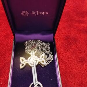 Justin Boots Silver Celtic Cross Necklace